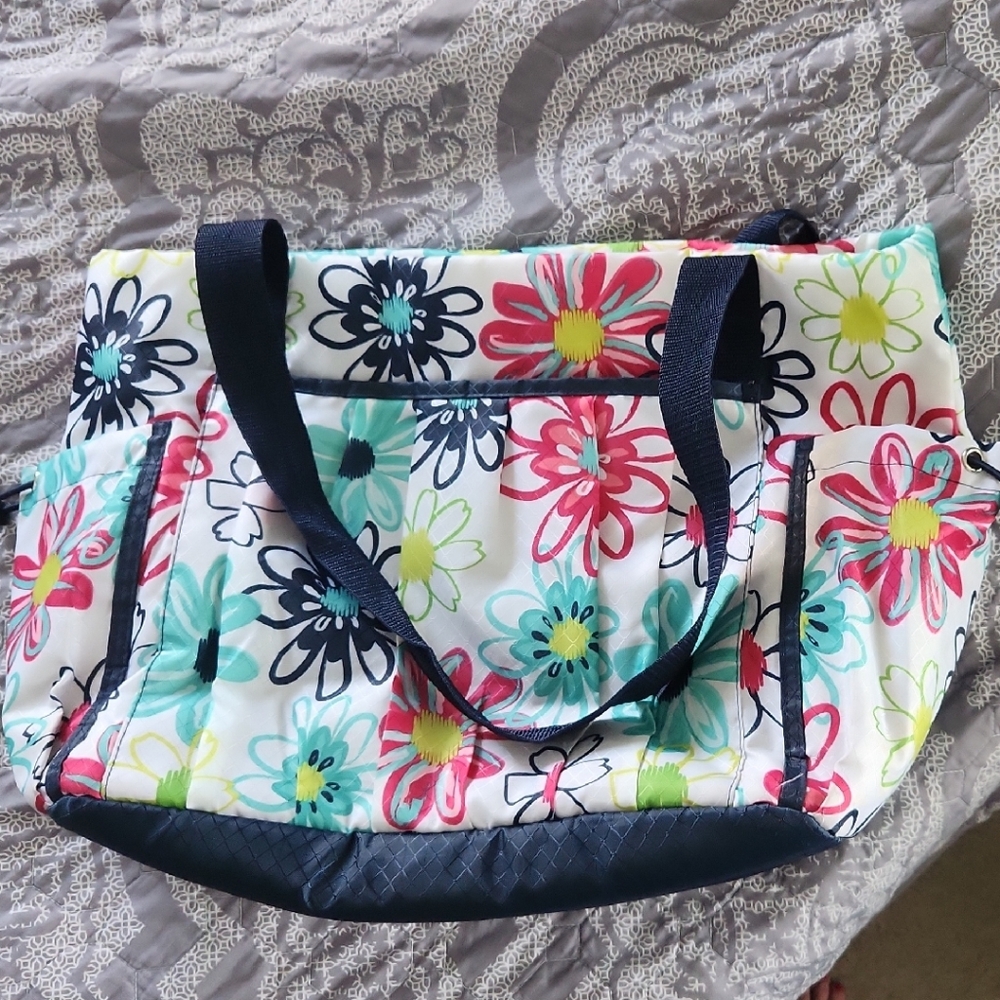 Thirty-One White and Pink Baby Bag Floral Design